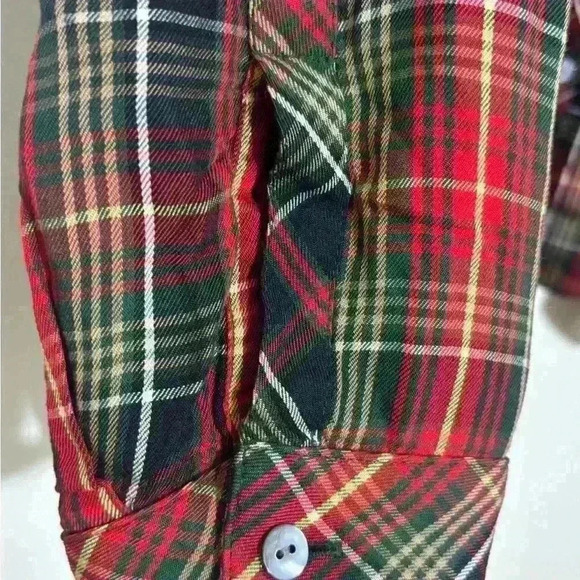 J.Jill Womens MP Long Sleeve Button Down Plaid Tunic Hunter Green Red - Picture 5 of 8